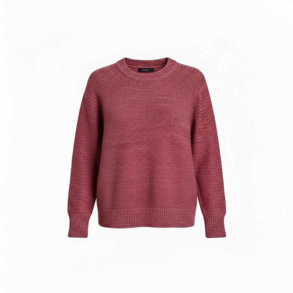 Gap Textured Marled Knit Cotton Crew Neck Pullover Sweater Misty Rose Size Small